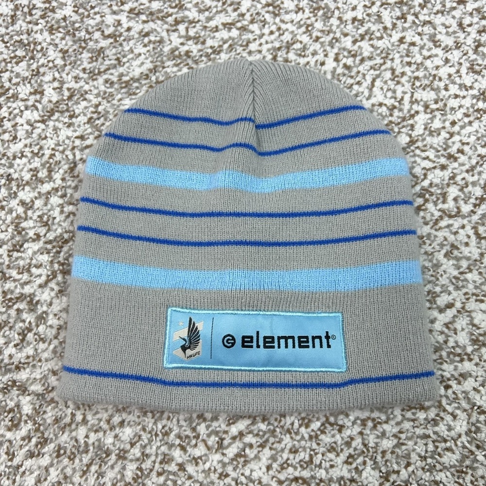 Minnesota United FC Hat Beanie Mens One Size Gray MLS Soccer Striped Winter Knit